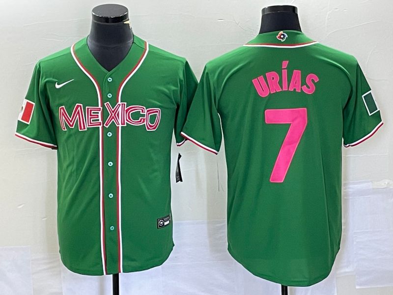 Men 2023 World Cub Mexico #7 Urias Green pink Nike MLB Jersey12